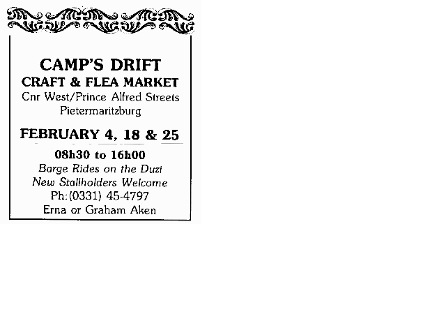 [Camp's Drift Advert]